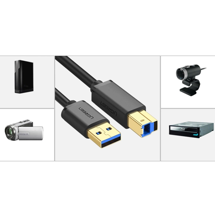 Ugreen US210 10372 Druckerkabel USB-A 3.0 / USB-B 5 Gbit/s 2 m – Schwarz