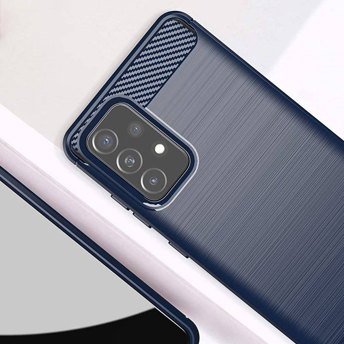 Carbon Case flexibilní pouzdro kryt Samsung Galaxy A72 4G modrý