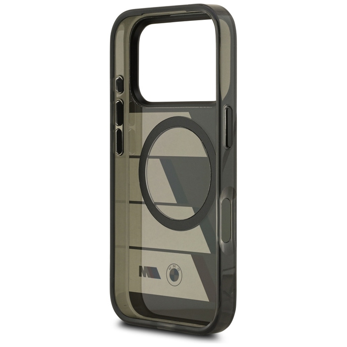 Etui BMW M IML Metal Buttons Tricolor    Lines MagSafe do iPhone 17 Pro Max antracyt