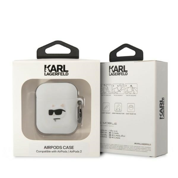 Karl Lagerfeld KLA2RUNCHH AirPods 1/2 cover bianco/bianco Silicone Choupette Head 3D
