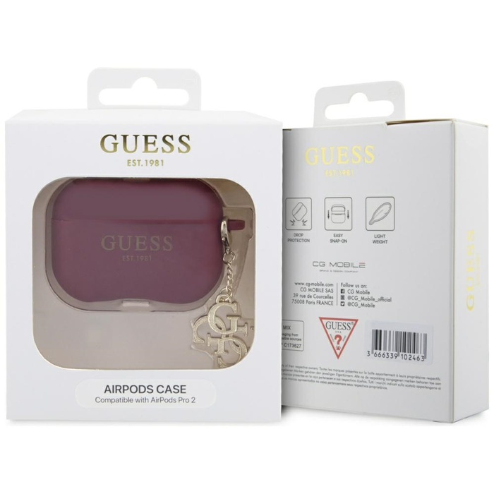 Guess GUAP2LECG4M AirPods Pro 2 cover viola/magenta Liquid Silicone Glitter Triangle Charm