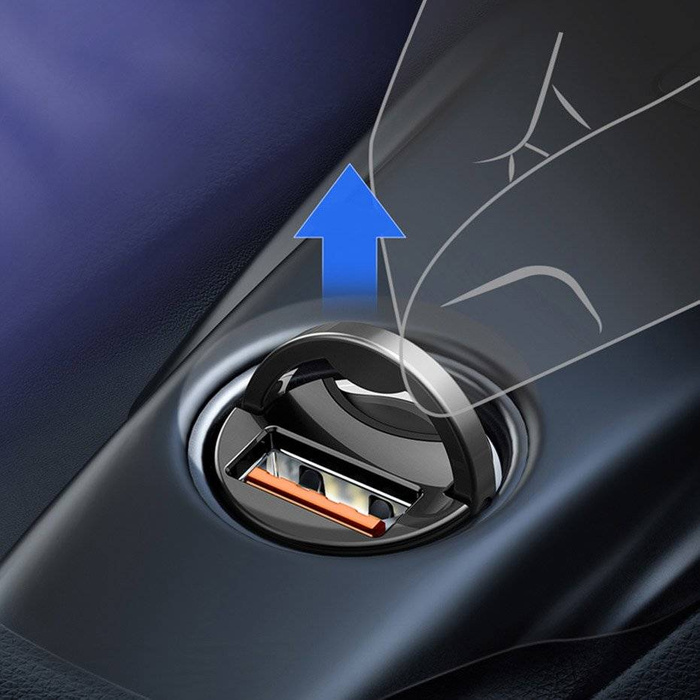 Baseus Tiny Star mini intelligens autós töltő USB 30W Quick Charge 3.0 szürke (VCHX-A0G)