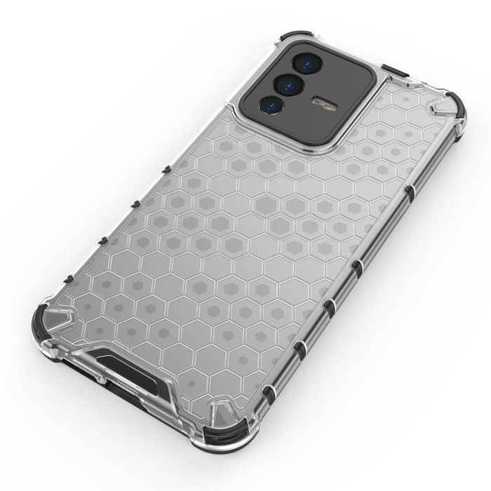 Funda blindada Honeycomb con marco de gel para Vivo V23 5G transparente