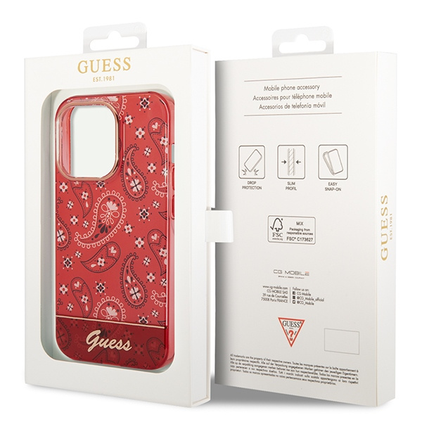 Case Guess iPhone 14 Pro Max 6.7" red/red hardcase Bandana Paisley