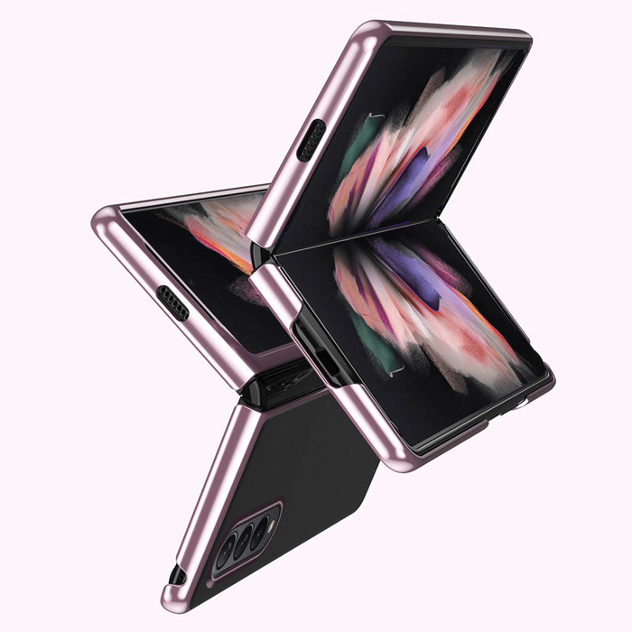 Pokovování Case tvrdý case kryt pouzdro s kovovým rámečkem Samsung Galaxy Z Fold 3 modrý