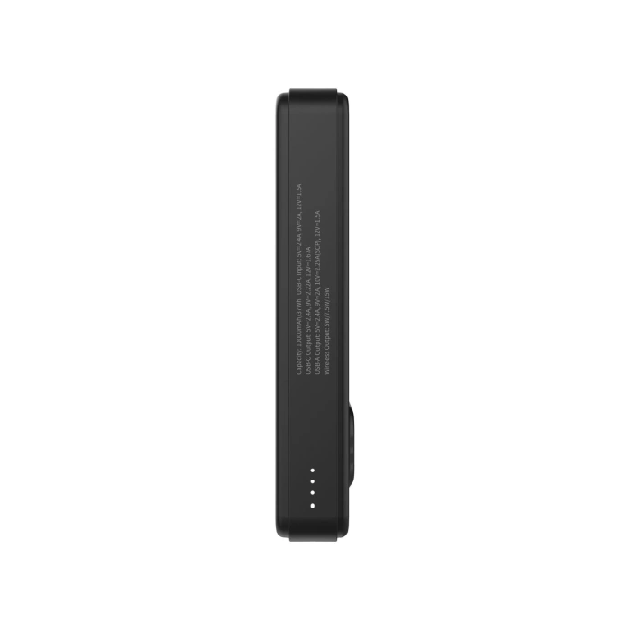 Powerbank Wozinsky WLWP-10KA0Y3S 22,5W PD Qi2 10000 mAh, z podstawką, 1x USB-A, 1x USB-C - czarny