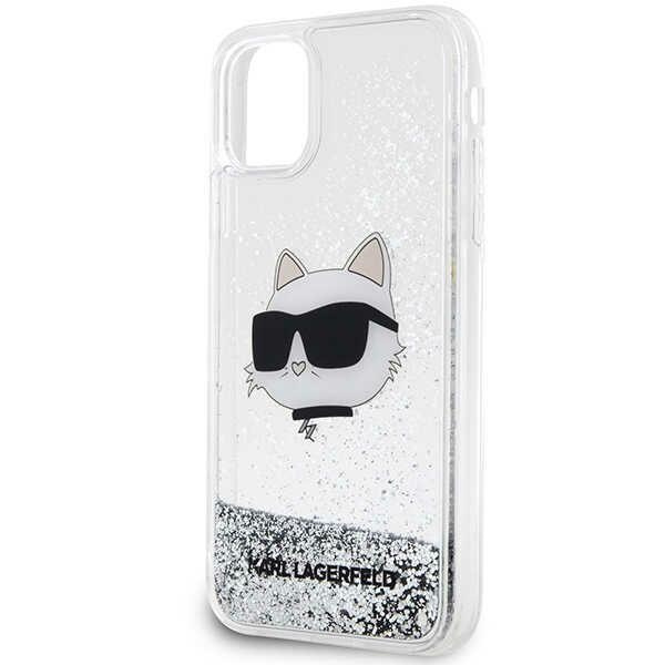 Coque Karl Lagerfeld KLHCN61LNCHCS iPhone 11/ XR argent/argent durcase Glitter Choupette Head Case