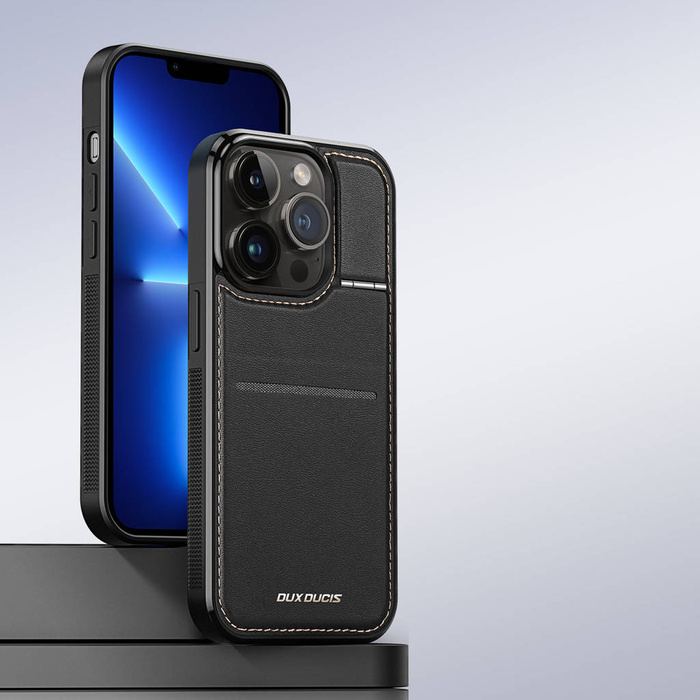 3-in-1-Hülle für iPhone 13 Pro mit MagSafe Wallet RFID-blockierender Ständer Dux Ducis Rafi Mag – Schwarz