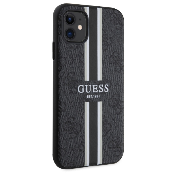 Funda Guess GUHMN61P4RPSK iPhone 11 / Xr negro/negro durocase 4G Impreso Rayas MagSafe Case