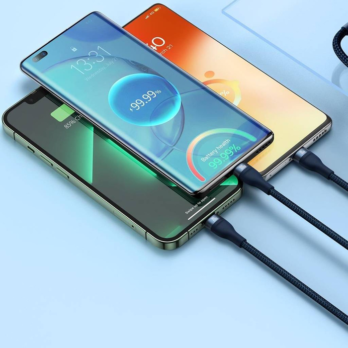 Baseus Flash Series II Cable USB Tipo C / USB Tipo A - USB Tipo C / Lightning / micro USB 100 W 1,5 m azul (CASS030203)