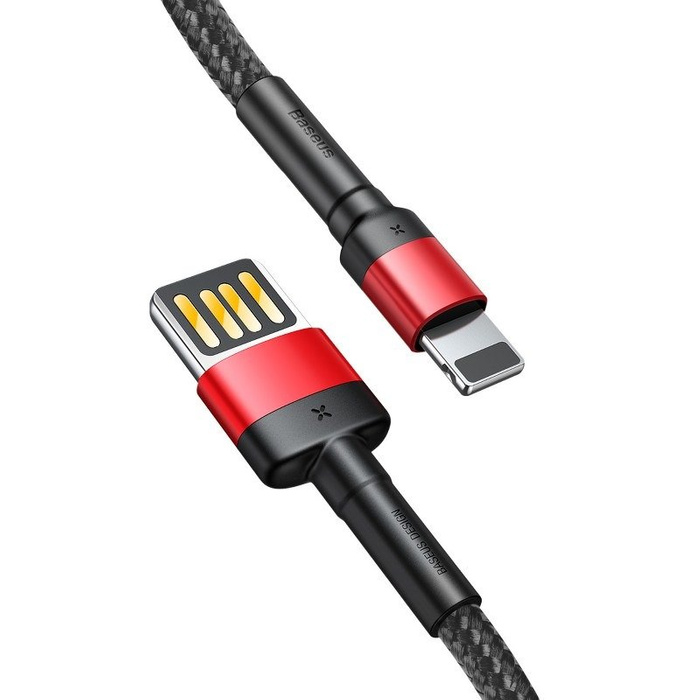 Câble Lightning USB réversible Baseus Cafule 2.4A 1m noir/rouge