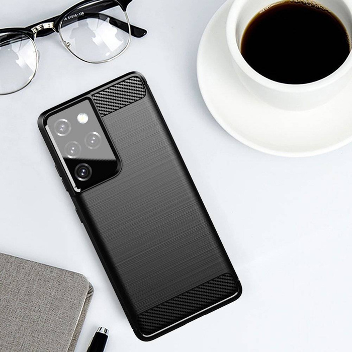 Carbon Case flexibilní pouzdro kryt Samsung Galaxy S21 Ultra 5G černý