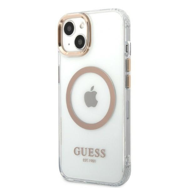 Case GUESS Apple iPhone 13 Metal Outline MagSafe Gold Hardcase