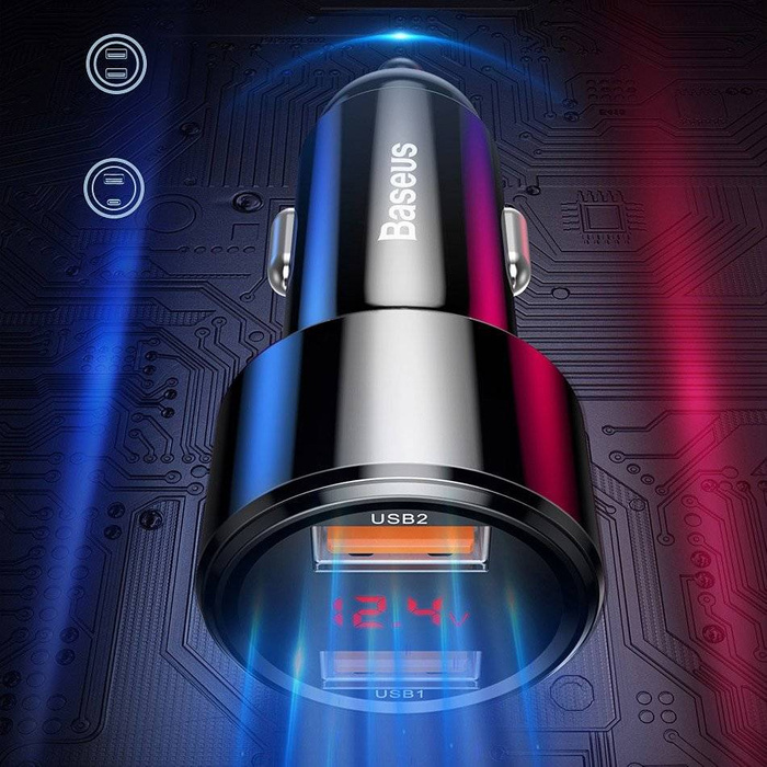 [APRÈS RETOUR] Baseus Magic Series Dual QC Car Charger with digital display 2x USB QC3.0 45W 6A Black (CCMLC20A-01)