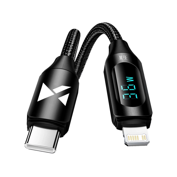 Cavo USB-C - Lightning Wozinsky WUCLC2 con display LED 36W 2m - Nero