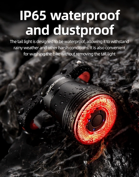 Rockbros Q5 rear bicycle light with intelligent stop system - black