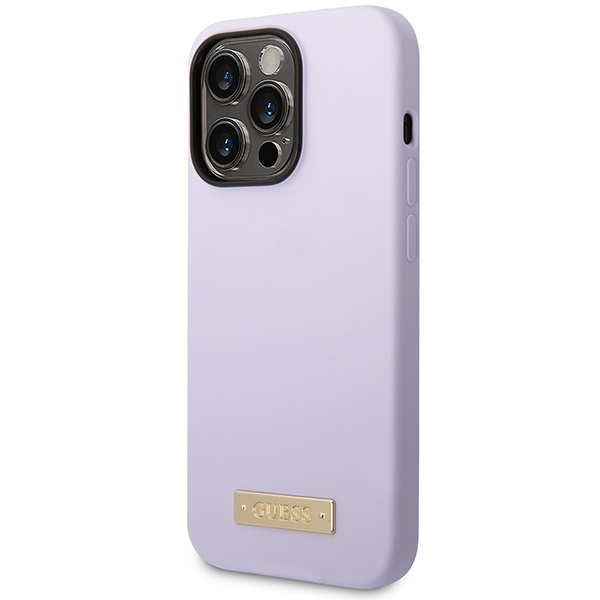 Guess GUHMP14LSBPLU iPhone 14 Pro 6.1" lila/violett hart case Silikon-Logo-Platte MagSafe