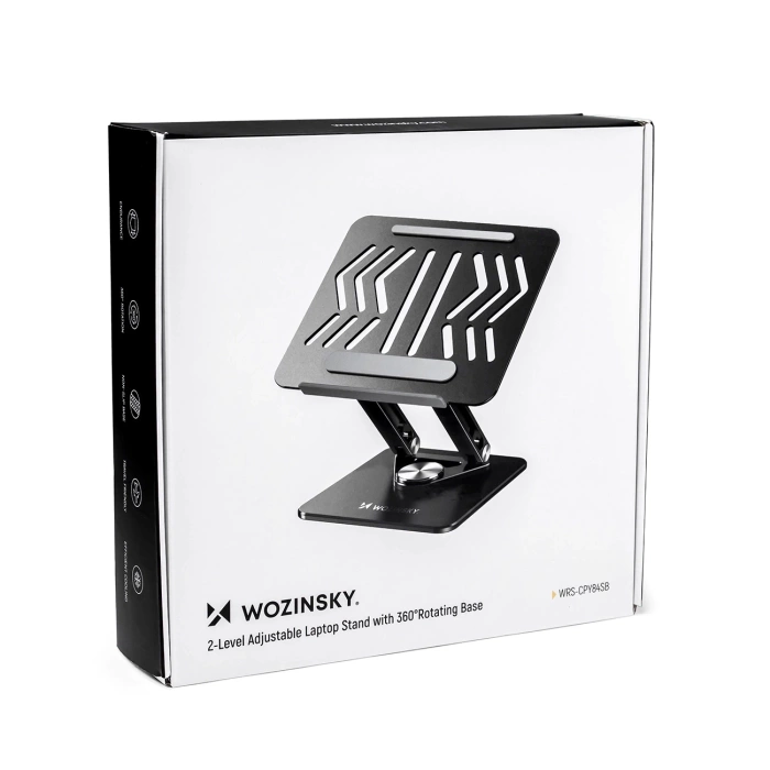 Laptop stand Wozinsky WRS-CPY84SB 360 aluminum + Free! smartphone stand - black