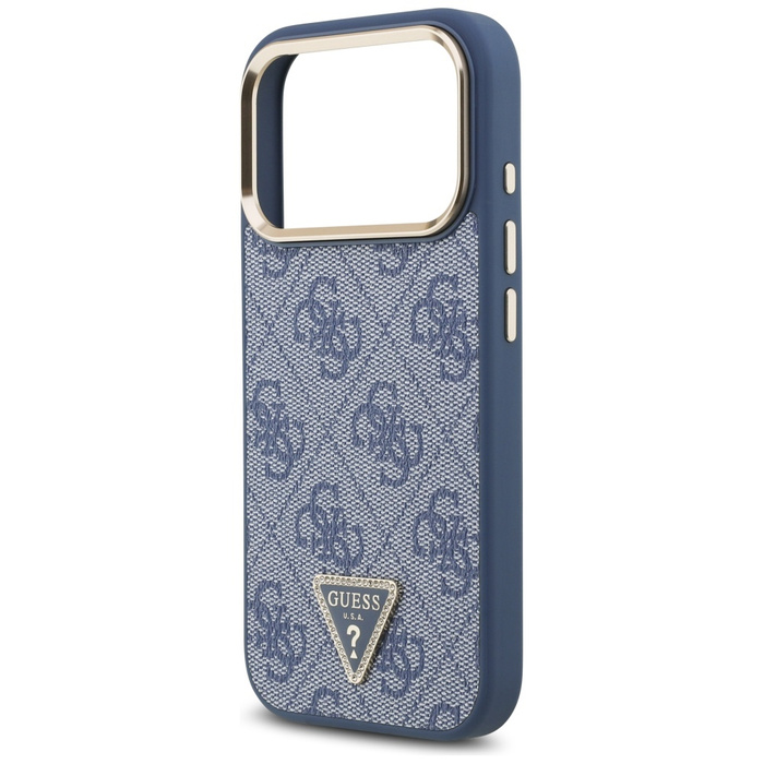Etui Guess 4G Triangle Logo MagSafe do   iPhone 17 Pro niebieski złoty