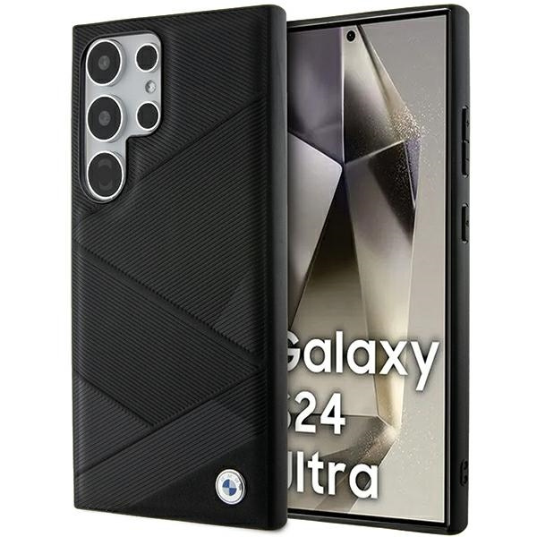 Coque BMW BMHCS24L23RCGPK Samsung Galaxy S24 Ultra S928 noir/noircase Signature Leather Crossing Lines Pattern Case