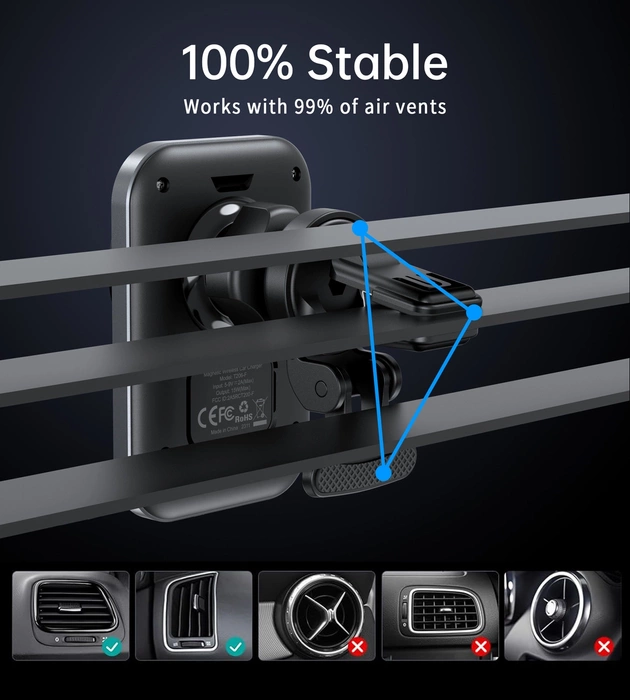 Support voiture Choetech T206-F avec chargeur inductif jusqu'à 15W - noir