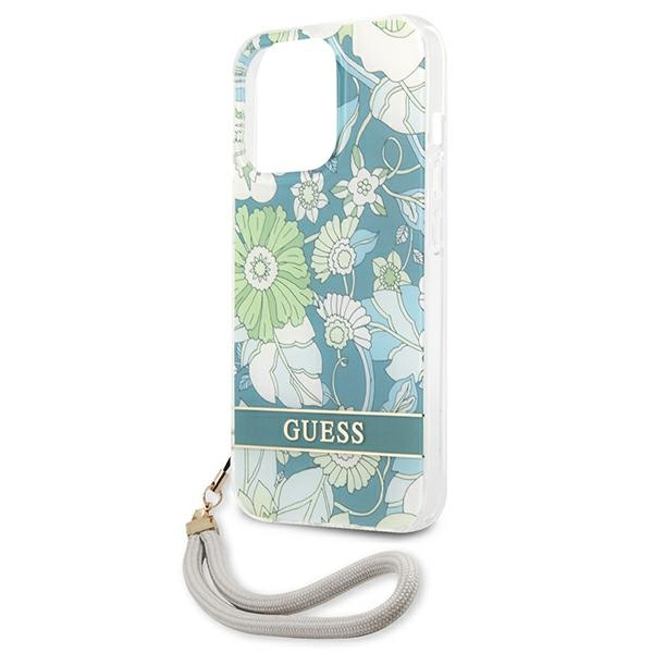 Hülle GUESS Apple iPhone 13 Pro Max Flower Strap Grün Hartcase