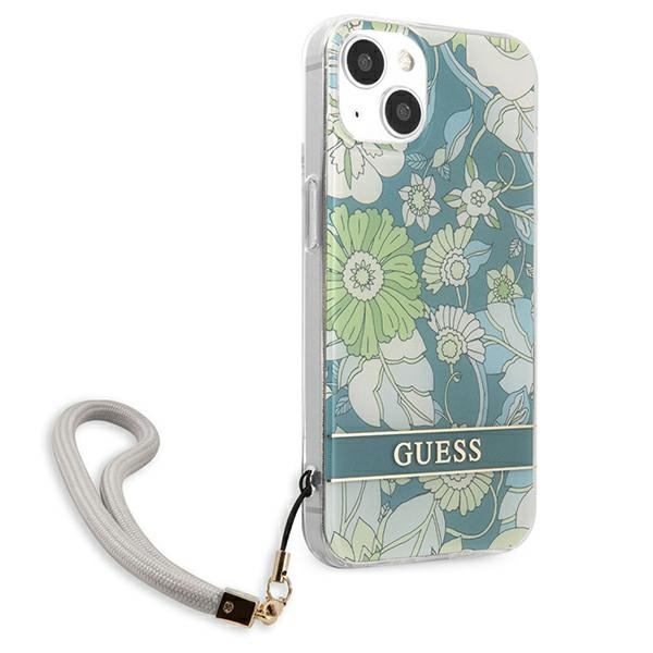 Case GUESS Apple iPhone 13 Flower Strap Green Hardcase