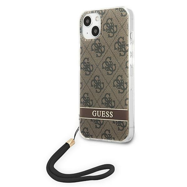 Guess GUOHCP14SH4STW iPhone 14 6.1" braun/braun hartcase 4G Print Strap