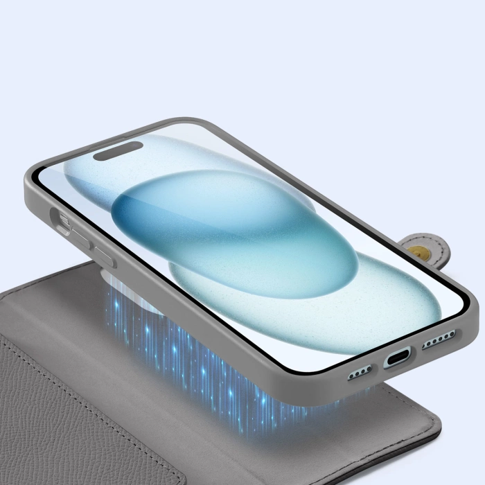 Dux Ducis Lawa Lederhülle für iPhone 15 - Grau