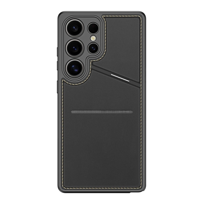 Dux Ducis Rafi II Hülle für Samsung Galaxy S25 Ultra mit Ständer und Geldbörse – Schwarz