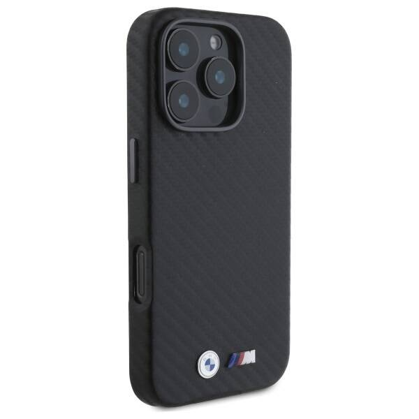 Case BMW iPhone 16 Pro Max black/black hardcase Carbon Wrapped Metal