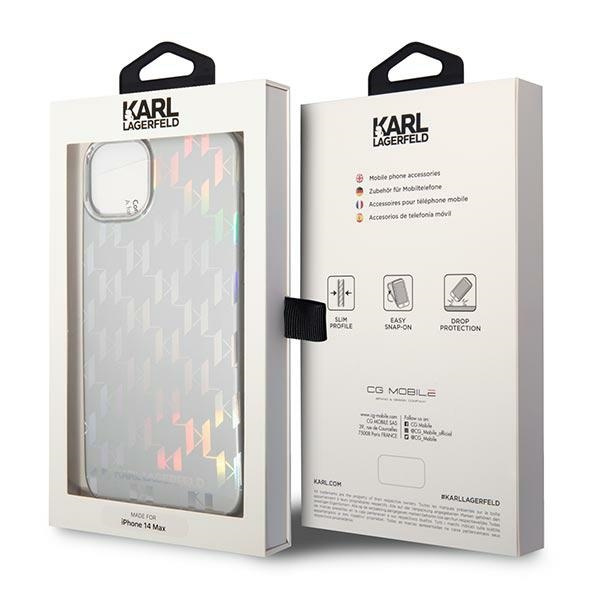 Case KARL LAGERFELD Apple iPhone 14 Monogram Iridescent Silver Hardcase