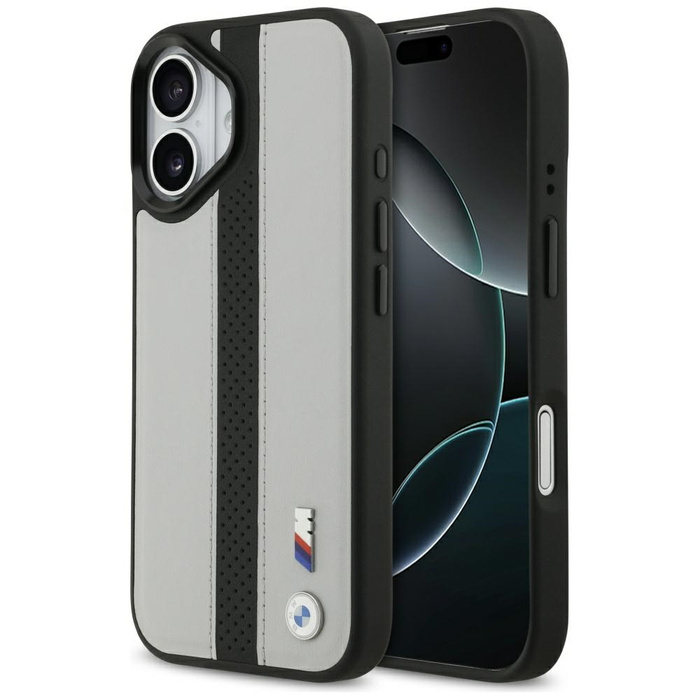 Etui BMW M Perforated Stripe Logo        MagSafe do iPhone 17 szary