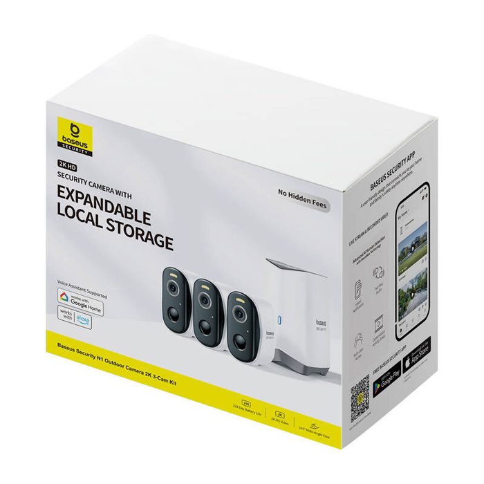 Zestaw 3 kamer zewnętrznych N1 Baseus 2K (biały)