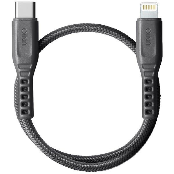 UNIQ Cable Flex USB-C-Lightning 18W nylonew 30cm grey/chaRCoal grey