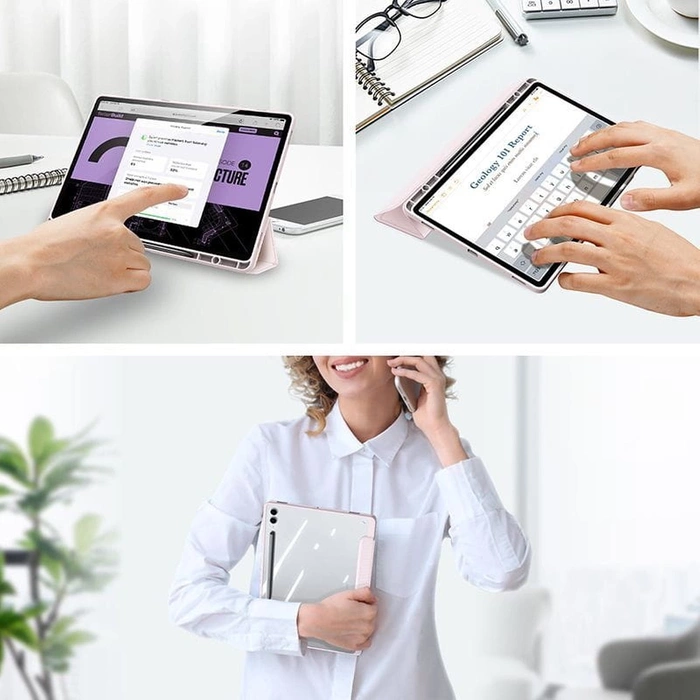 Dux Ducis Toby Hülle mit Klappständer für Samsung Galaxy Tab S9 FE – Rosa