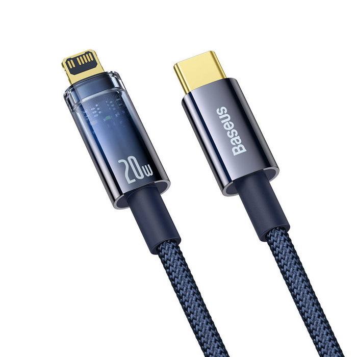Baseus Datový kabel Explorer Series Auto Power-Off Fast Charging Type-C to IP 20W 1m Blue