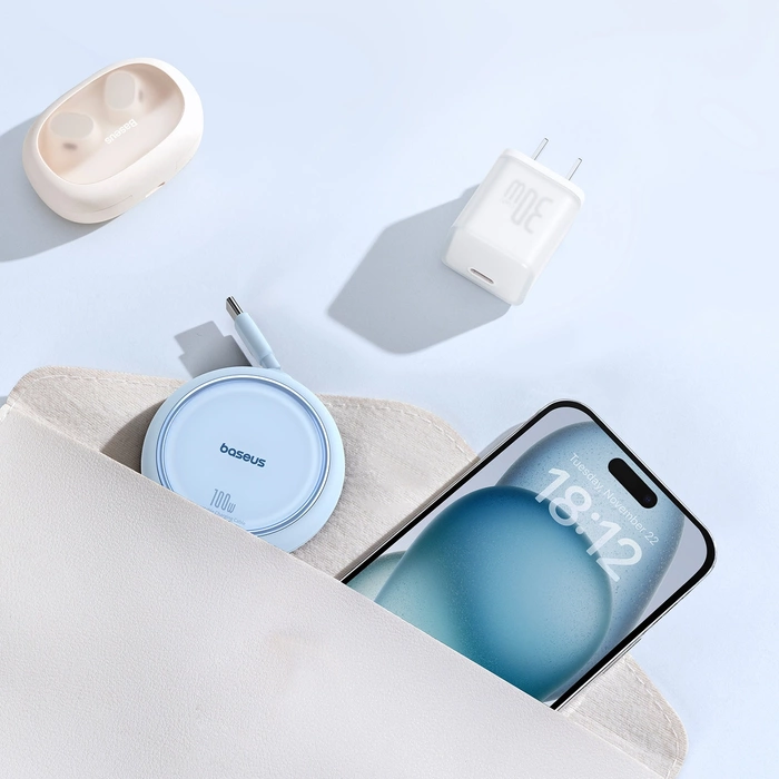 Baseus Free2Draw Mini USB-C - Câble rétractable USB-C 100W 1m - bleu