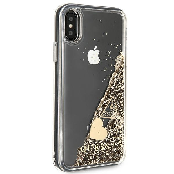 Hülle GUESS Apple iPhone X Xs Glitter Charms Gold Hartcase