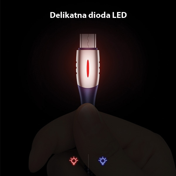 Kábel Opletený USAMS MicroUSB U-Tone Power-off 2A Rýchle nabíjanie 1,2 m čierny