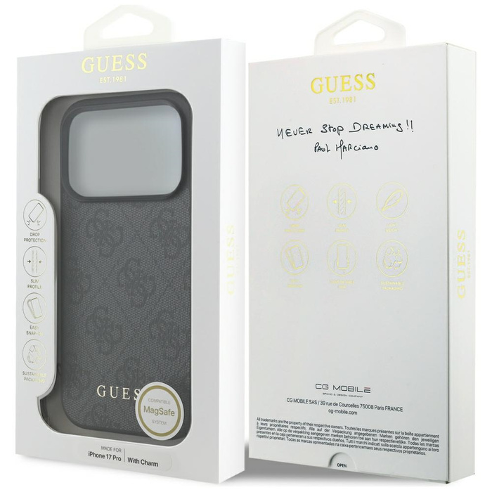 Etui Guess 4G Charms Collection MagSafe  do iPhone 17 Pro czarny