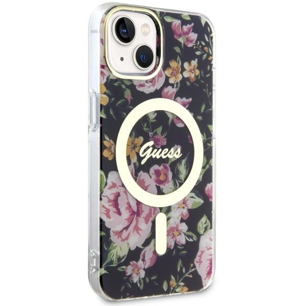 Case Guess GUHMP14SHCFWSK iPhone 14 6.1" black/black hardcase Flower MagSafe Case