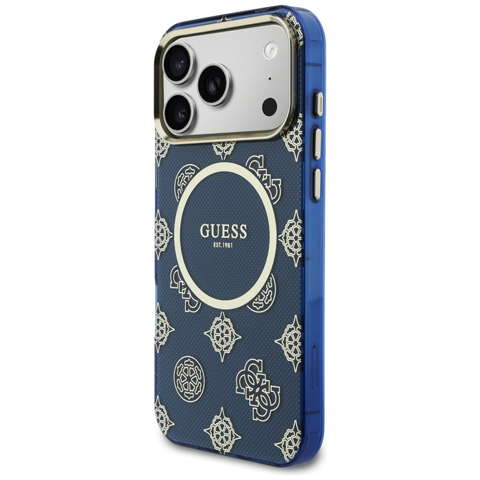 Etui Guess IML Peony Dot MagSafe do      iPhone 17 Pro Max niebieski