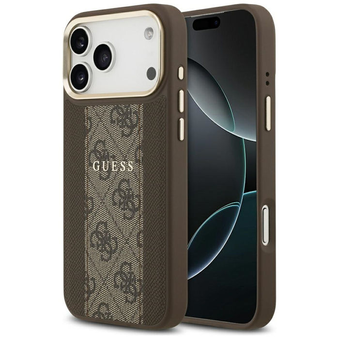 Etui Guess 4G Stripe MagSafe do iPhone   17 Pro Max brązowy