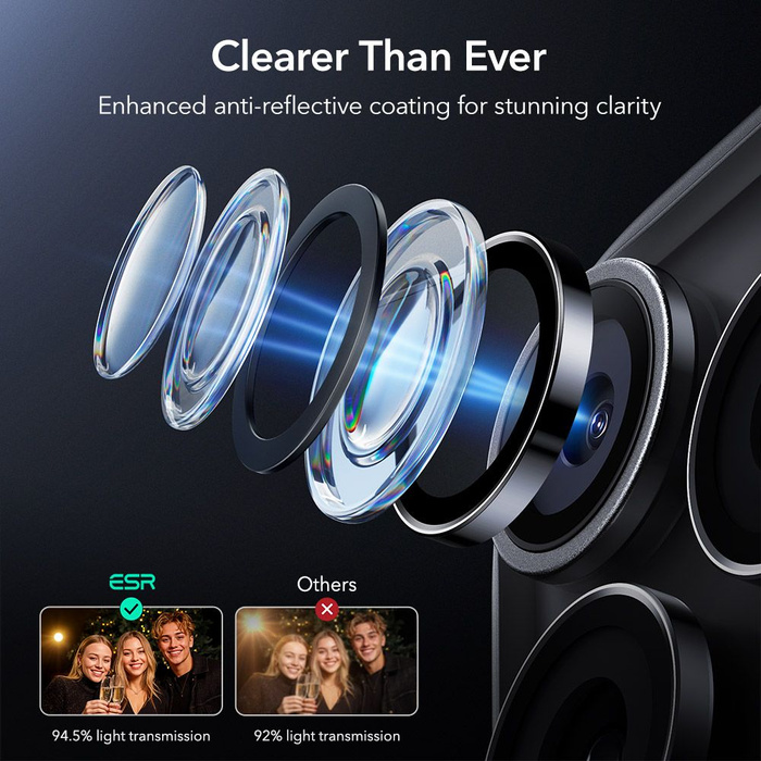 ESR CAMERA PROTECTOR ArmorITE CAMERA PROTECTOR IPhone 14 PRO / PRO MAX / 15 PRO / PRO MAX / 16 PRO / PRO MAX / 17 PRO / PRO MAX BLACK