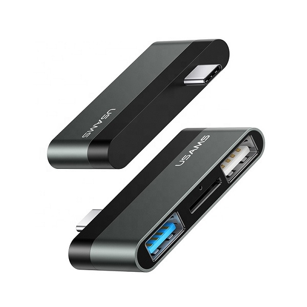 USAMS USB-C Mini HUB 2xUSB Micro SD adapter SJ463HUB01 US-SJ463 Gray