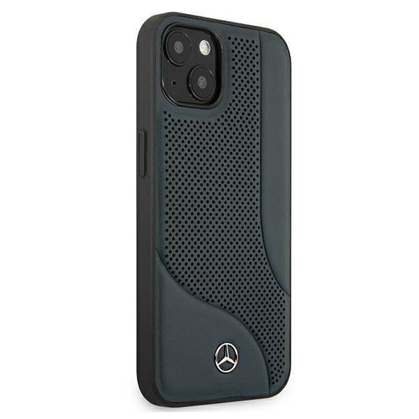 Case MERCEDES Apple iPhone 13 Mini Leather Perforated Area Navy Blue Hardcase