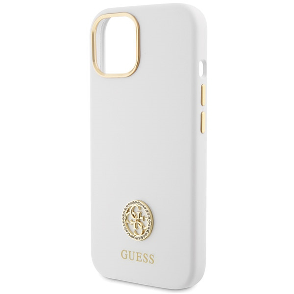 Etui Guess GUHCP15SM4DGPH iPhone 15 6.1" biały/white hardcase Silicone Logo Strass 4G Case