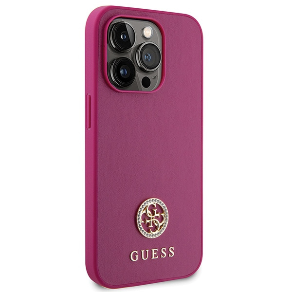 Guess GUHCP15LPS4DGPP iPhone 15 Pro 6.1" rosa/rosa durocase Logo Strass Metal