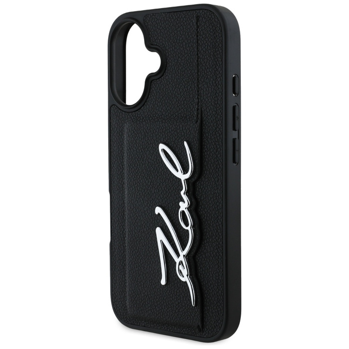 Etui Karl Lagerfeld HC Grained PU         Cardslot Metal Signature do iPhone 16 czarny